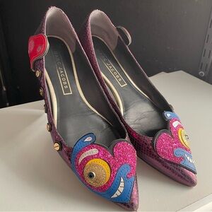 Marc Jacobs X Julie Verhoeven pointy Flats purple mushrooms